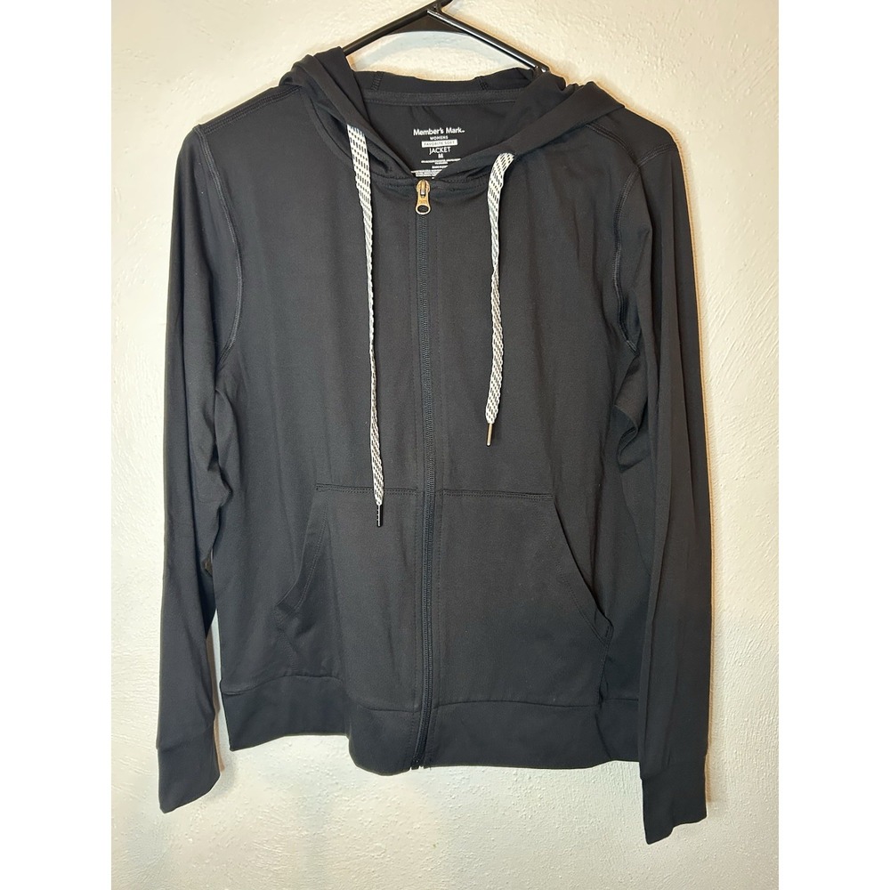 Member's Mark Women's Favorite Soft Jacket Medium M Black Zip Up Hoodie Stretch